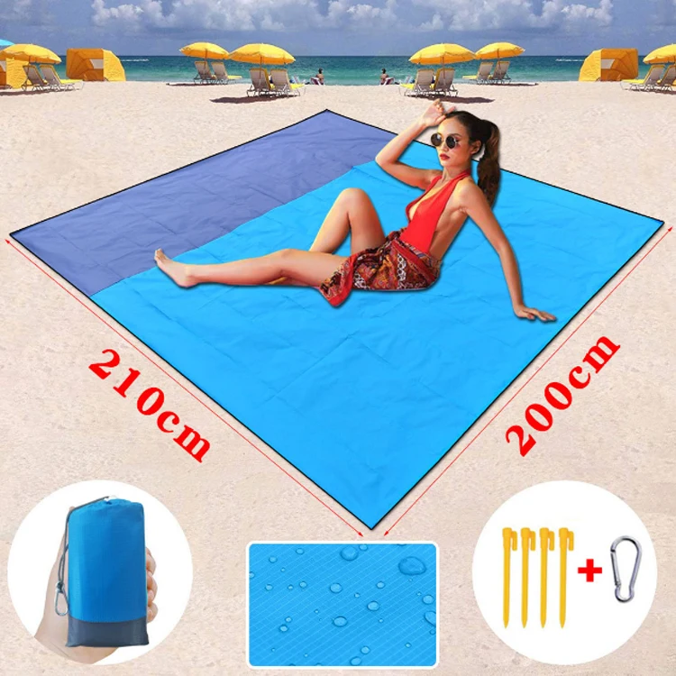 Outdoor Beach Accessories Extra Large Beach Blanket Waterproof Sand-proof Oversized Beach Mat with Zipper Pocket for Travel Camp