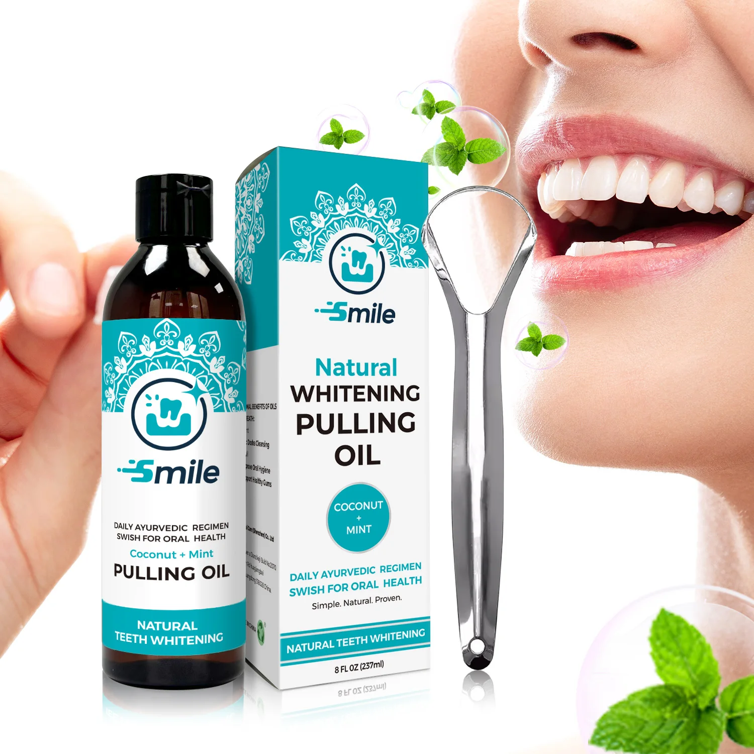 Natural Fresh Breath Whitening Alcohol Free Coconut Oil Pulling Mouthwash