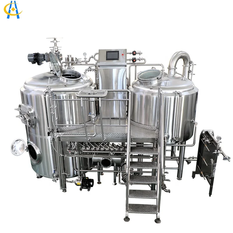 Pub  use 600l 700l 800l  1000l factory stainless steel beer brewing equipment  with operating platform