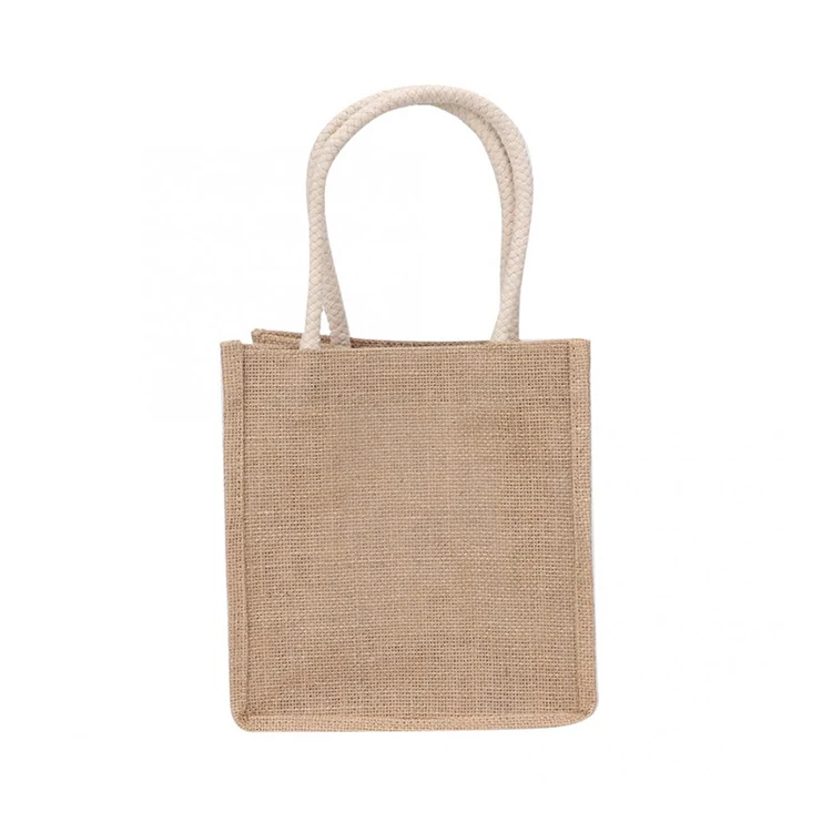 Promotional wholesale custom logo printed tote shopping jute hemp bag
