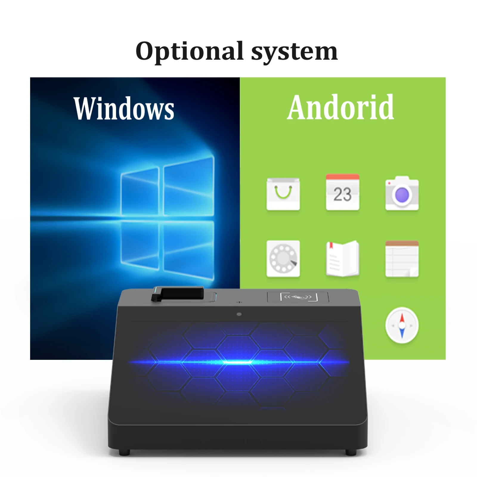 Windows Android Mini Kiosk 15.6 Inch Touch Screen Pos Systems Passport Reader Support Nfc with Barcode Scanner