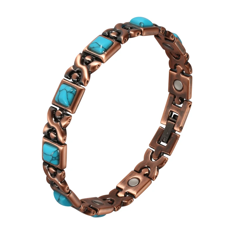 Health Turquoise Copper Magnetic Bracelets Custom
