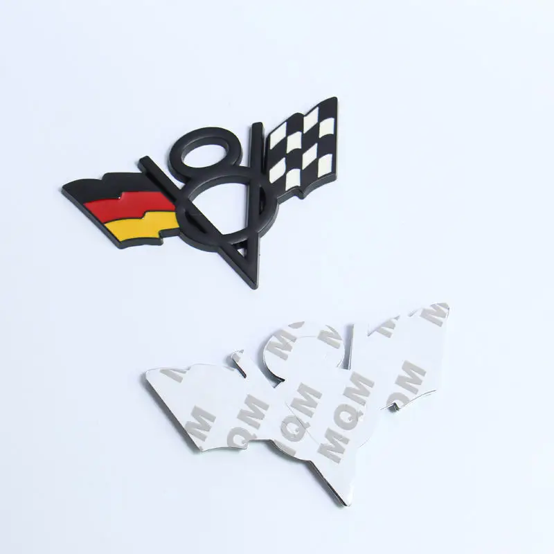 Factory High Quality 3D Car Metal Waterproof Decoration Metal V8 Letters Badge National Flag Car Sticker For Universal Car