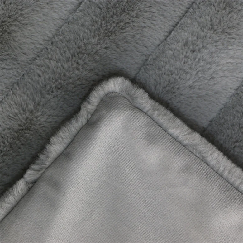 Luxury Striped Faux Fur Throw Blanket Reversible Crystal Super Soft Plush Blanket