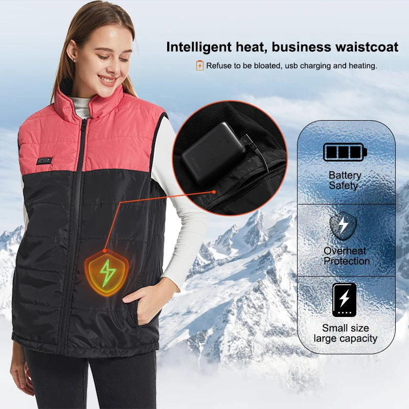 Wholesale Custom Winter 15 Heating Zones Battery Electrical Rechargeable Neoprene Heated Vest Mens