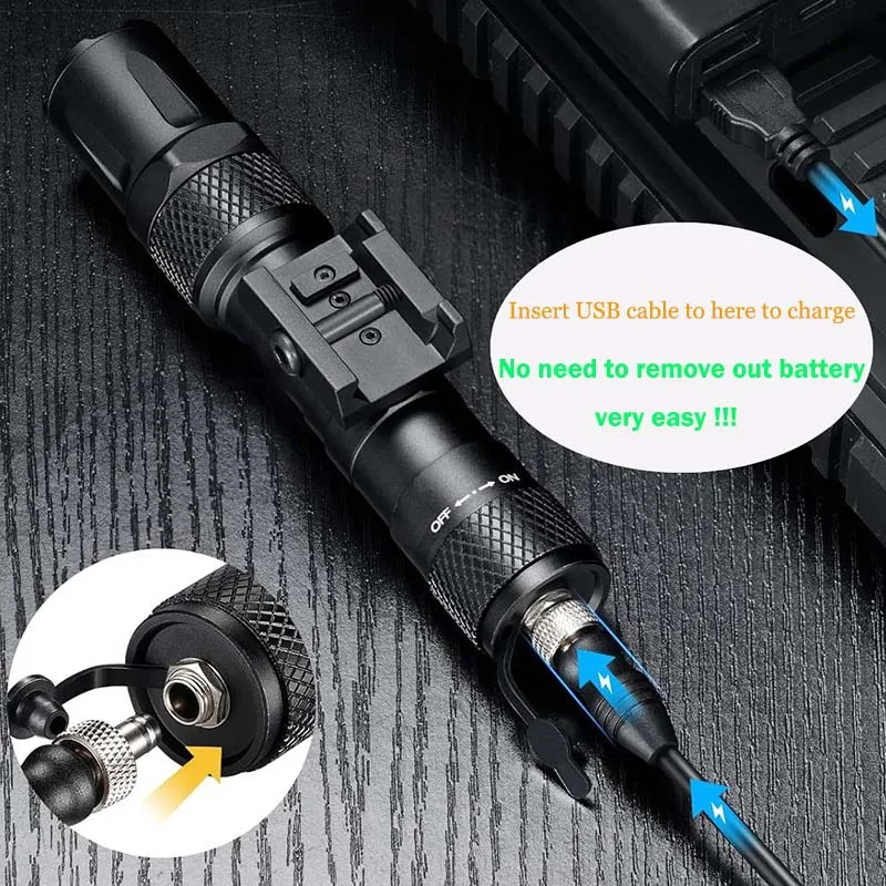 RichFire 2000LM Rechargeable Tactical Flashlight Green LED Laser Torch with 21700 Battery Water Proof for Camping Custom Logo
