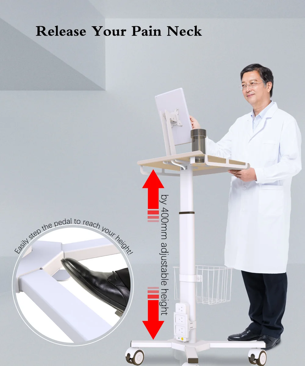 Mobile stand for tablet pc laptop and monitor cart vesa mobile workstation for hospital clinic