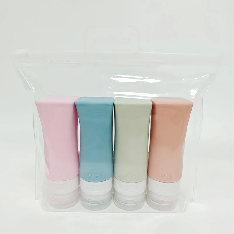 Popular 4pcs Silicone Travel Bottles for Toiletries 80ML Durable Silicone Container Bottle Set For Excursion