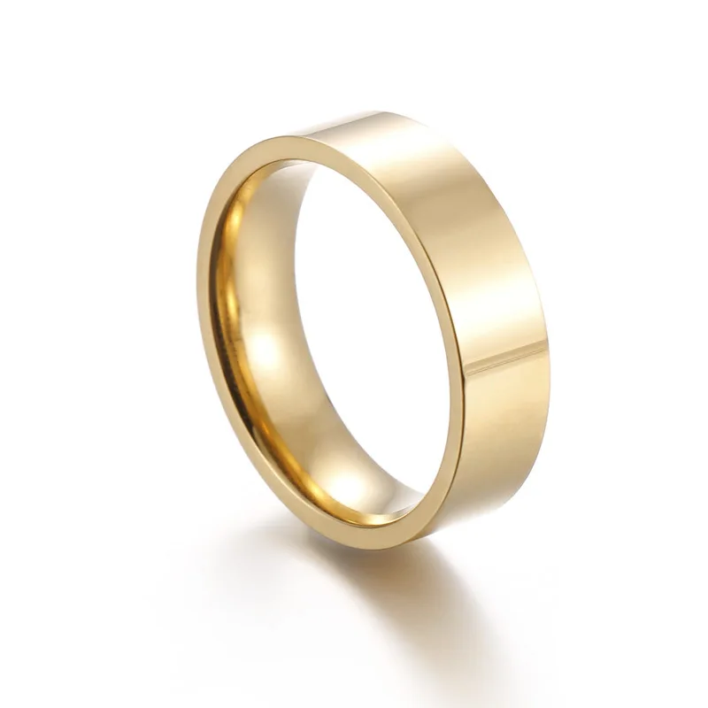 Hot Sale 6mm Wide Romantic Stainless Steel Smooth Metal Ring Hip Pop Style Ring Factory Direct Sale