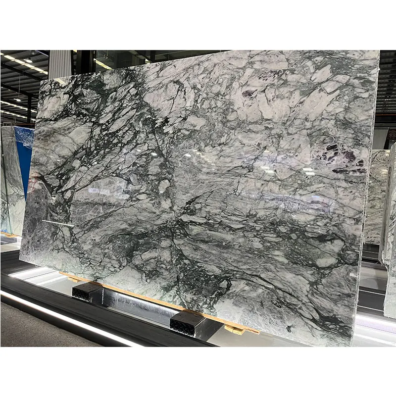 Blue white Marble slab tiles hotel lobby decor doors counter top slab unique textures grey tile
