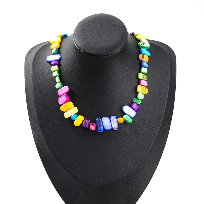  Ethnic Style Fresh Creative Irregular Geometric Resin Plastic Beaded Necklace Accessories
