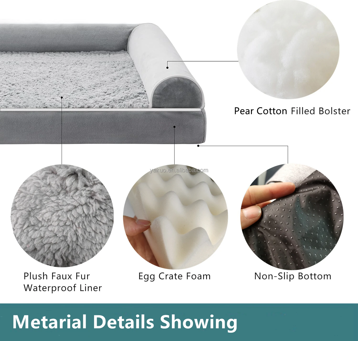 Premium U-shaped design Pet Dog orthopedic foam Sofa bed Washable Egg Crate Foam sofa shaped dog bed