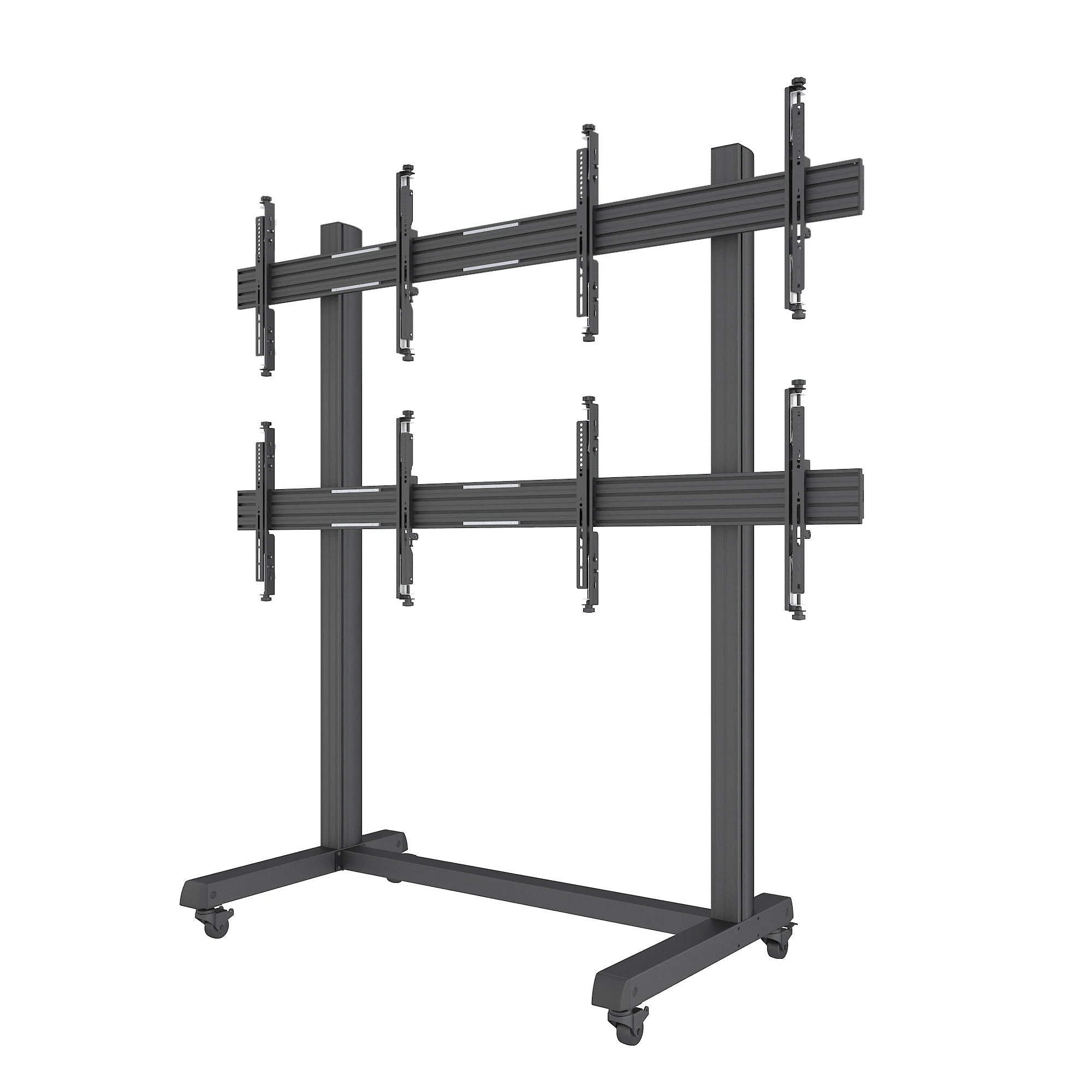 Quad Screen mobile TV Stand With Micro Adjustable Bracket Arms