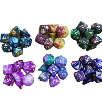 Free Sample Factory Price 9 Color Creative Universe Galaxy Dice Set Of D4-D20 Glitter Powder Amazing Effect For Tabletop Games