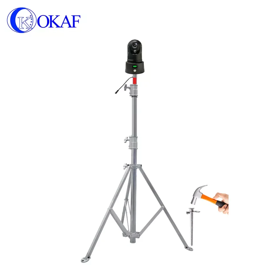 Portable Lightweight Built-in Battery Telescopic Mast with Solar Wireless Dome Camera Photography Light Tripod