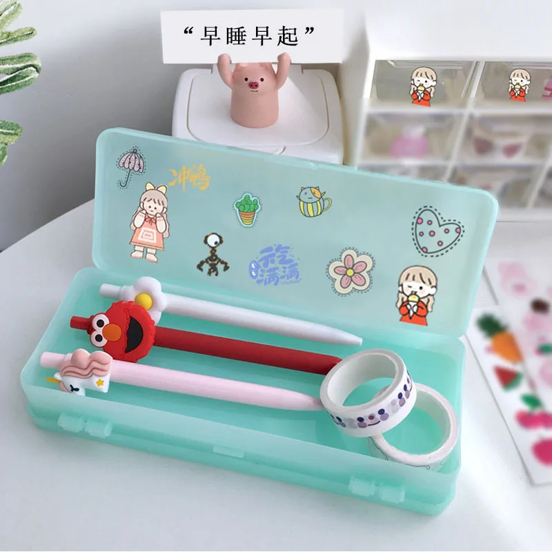 Многофункциональный двусторонний пенал на заказ прозрачный матовый для ручек пластиковый студентов