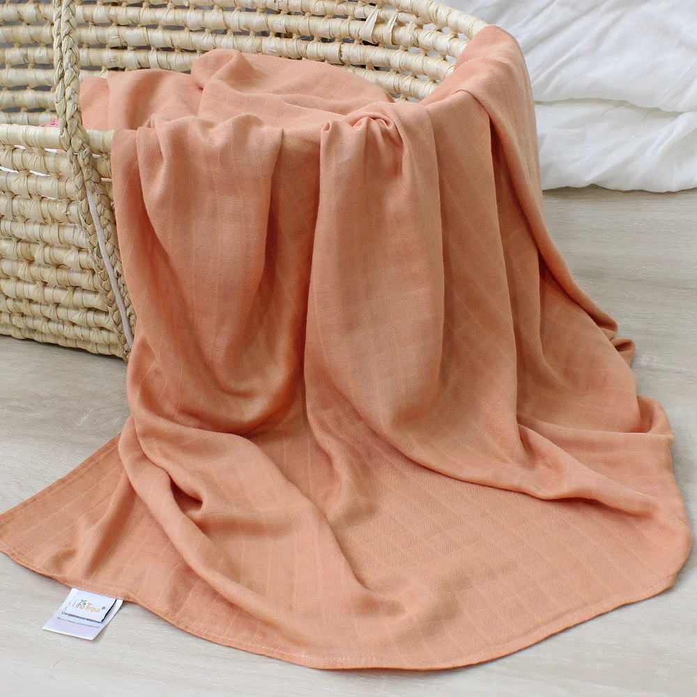 Custom Solid Color  Cotton  Bamboo Newborn Baby Newborn Plain Swaddle Blanket Wrap Muslin