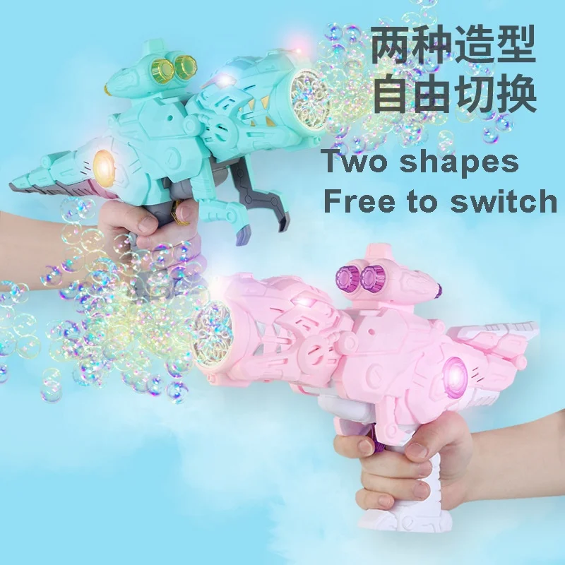10 holes electric dinosaur bubble gun machine with deformation design automatic dino bubble gun toy for kids outdoor play bubble