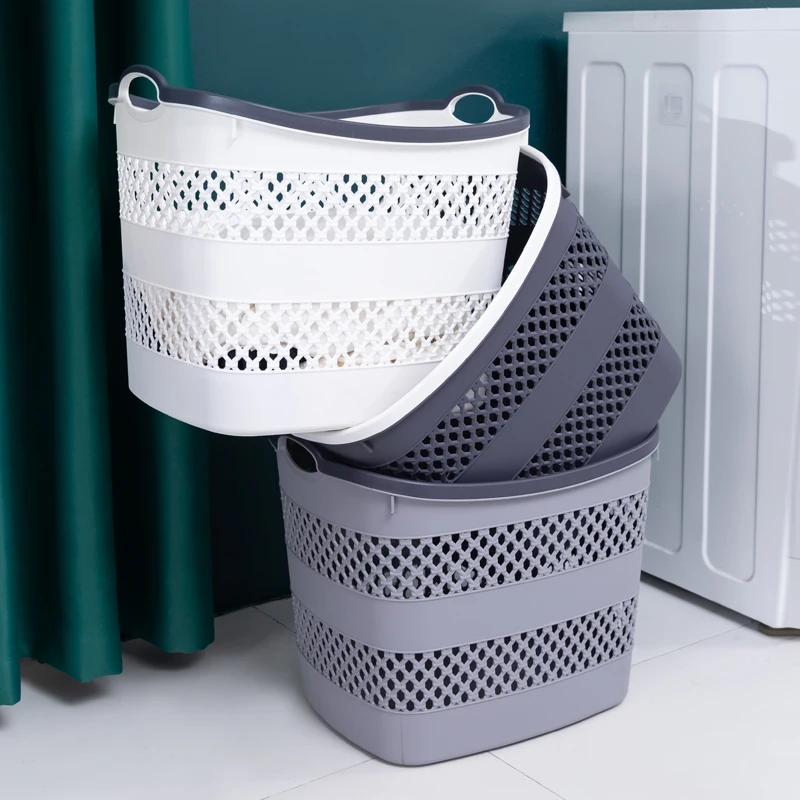Large Dirty Clothes Baskets, Plastic Washing Basket with Handles, Clothes and Toys Storage, Bedroom, Bathroom
