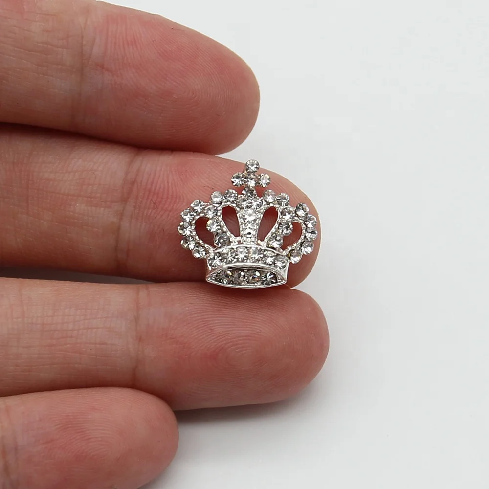 Crystal Metal Crown Shape Rhinestone Buttons for Kids Girl Rhinestone Embellishment Flat Back Button