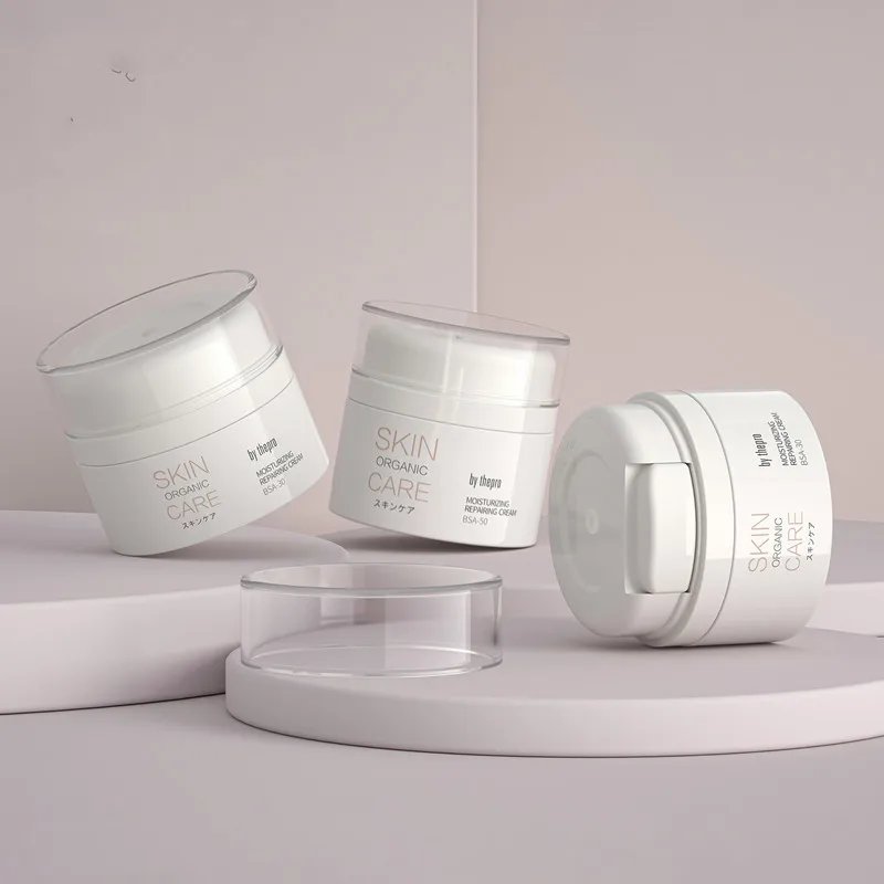 Custom logo new design white thicken AS PP airless jar cosmetic container 30ml 30g 50g and bottle inside button new airless jar