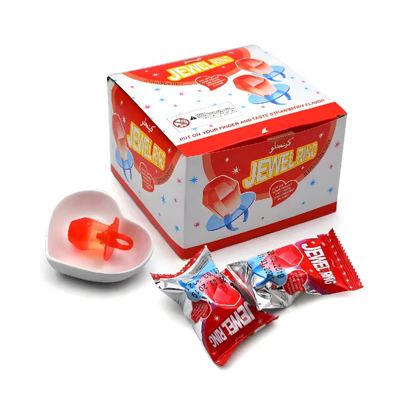 Hot Selling Hard Candy Mix Fruit Sweet Finger Cartoon Candy Toys Diamond Ring Shaped Lollipop Confectionery