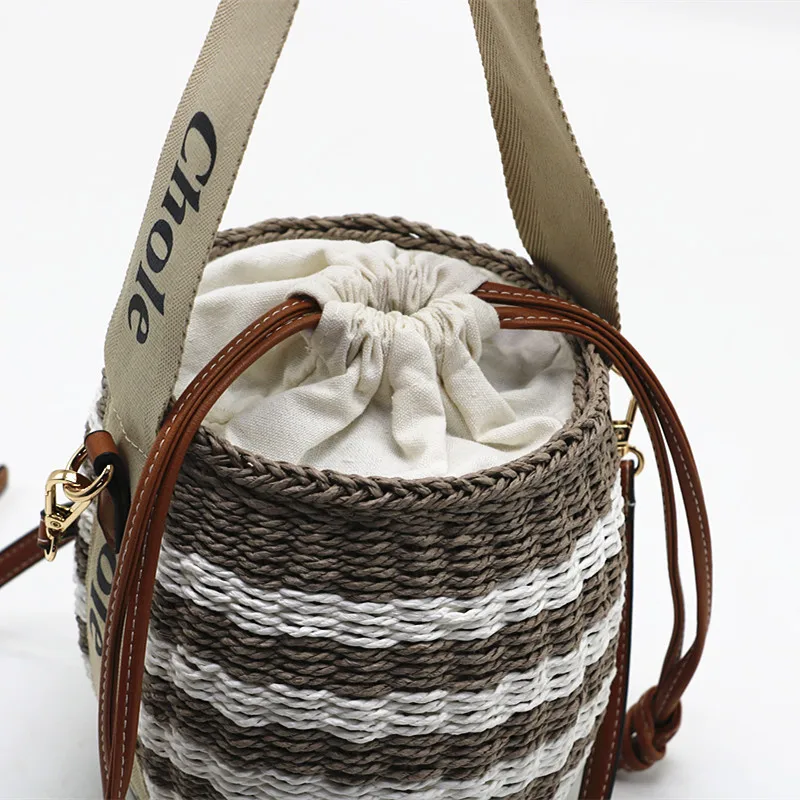 2021 Newest Designs Summer Beach Bucket Bag Hollow Basket Straw Bag