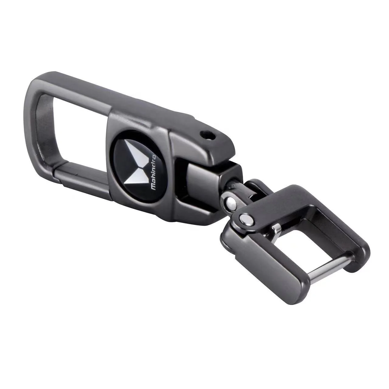 High Quality Wholesale Die Cast Zinc Alloy Gun Black Plated Car Keychain 360-Degree Swivel Security Keychain