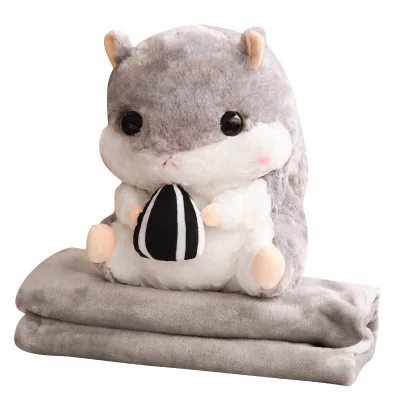 
40CM Cute Plush Hamster 3 In 1 Toys Pillow Hand Warmer Handcuffs Doll Cushion Blanket Hamster Plush Cushion Toy 