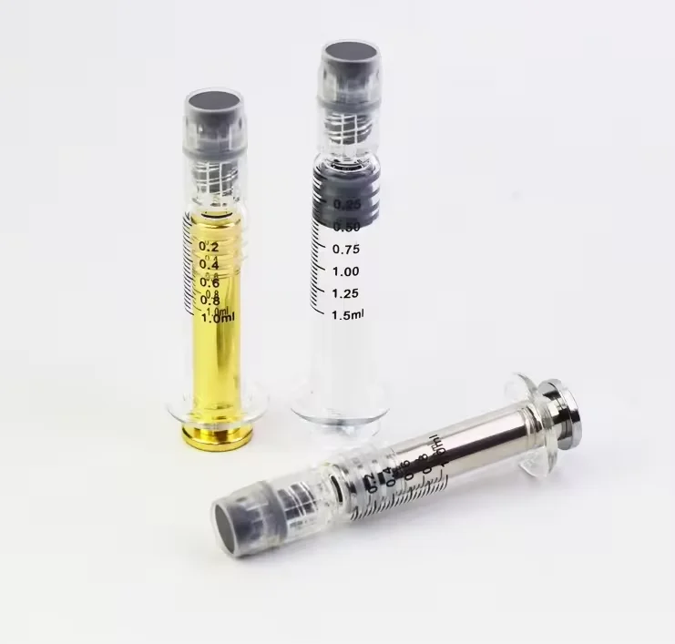 Hot selling distaillate 1 ml glass luer lock syringe packaging for concentrates