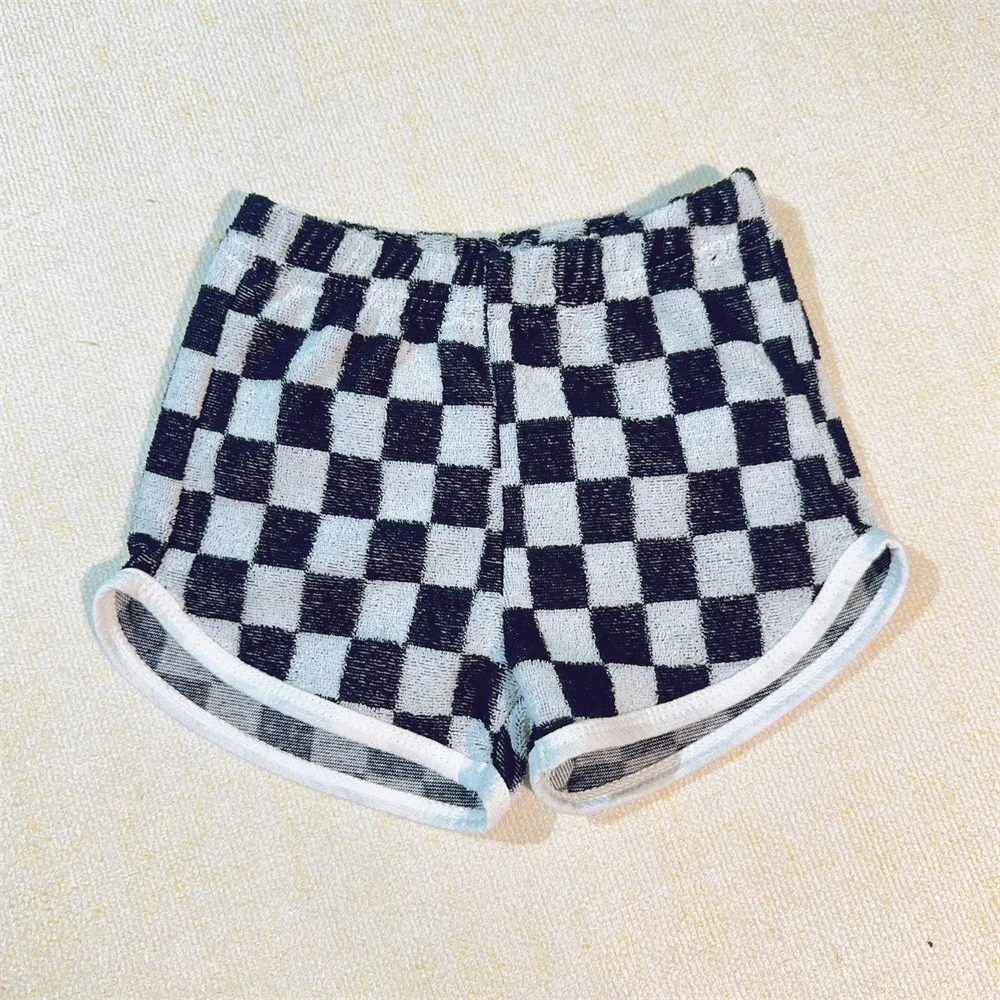 KERUI Checkered Towel Fabric Baby Shorts Kids Sports Soft and Comfortable Sin Friendly  Shorts Neutral Toddler Knit Shorts