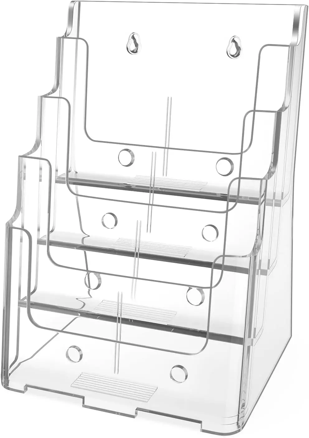 Acrylic Brochure Holder 8.5 x 11 inch, 4 Tier Clear Literature Organizer Magazine Stand with Removable Divider for 4 x 9 inch