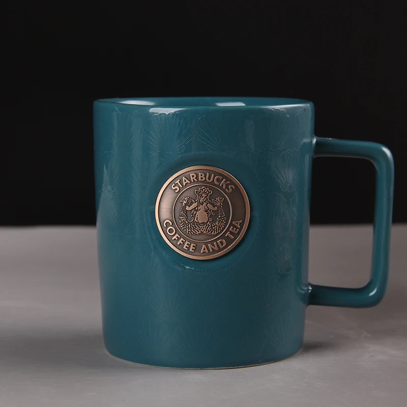 Wholesale Custom Copper Seal Logo 473ml Drinkware Milk Cup 16oz Handmade Bottle Green Custom Ceramic Mug Manufacturers