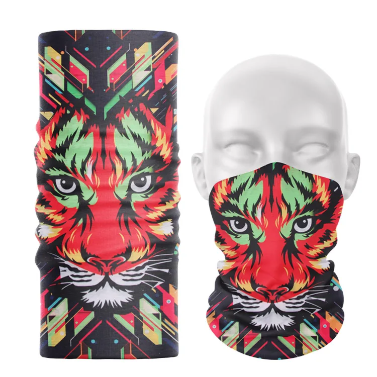 Seamless Stretchy Head Warps Scarf Buffs Neck Warm Custom Logo Multi Tiger Tubular Bandana for Windproof