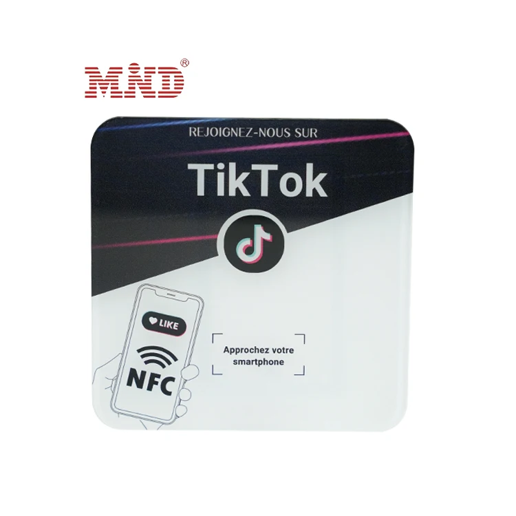 Индивидуальная акриловая пластина NFC NTAG 213 NTAG 215 NTAG 216 QR-код социальный обзор Smart NFC Наклейка тег
