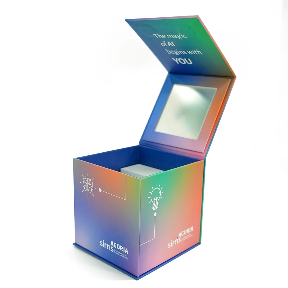 OEM Support Magnetic Lid Cardboard Makeup Palette Eyeshadow Packaging Box With Mirror for Cosmetic Handmade