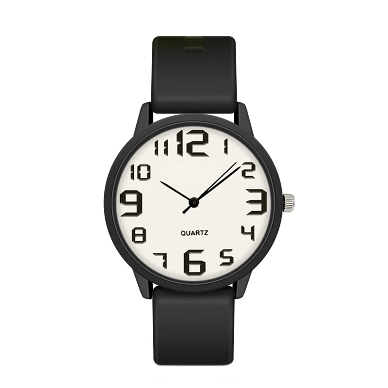 WJ-10885 New Arrival Made In China Stylish Ladies Watch Quartz Big Number Face Silicone Band Popular Watches For Women