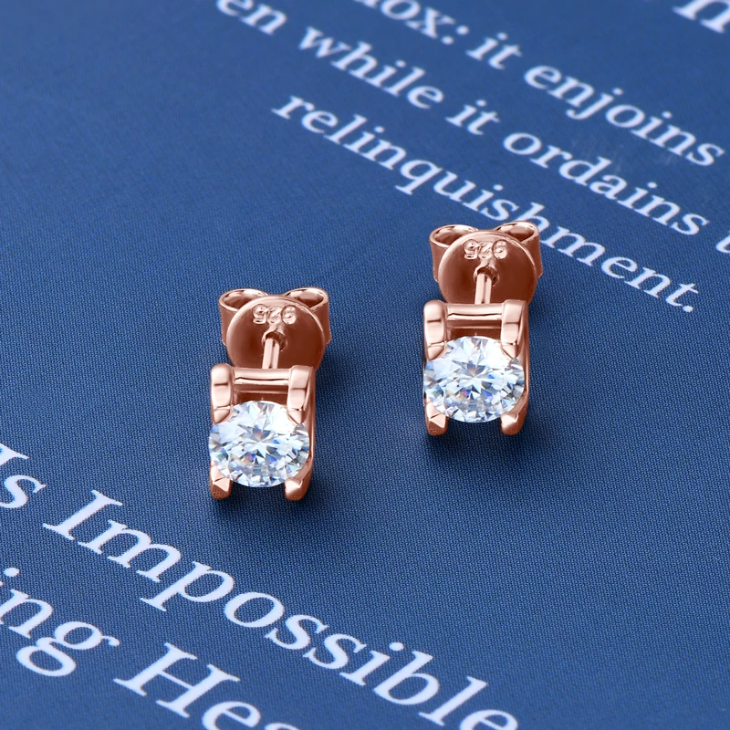 Diamond Stud Earrings 5mm 0.5CT 0.5 Carat D-Color Moissanite 925 Sterling Silver Vintage Anti-allergy Stud Earrings For Women