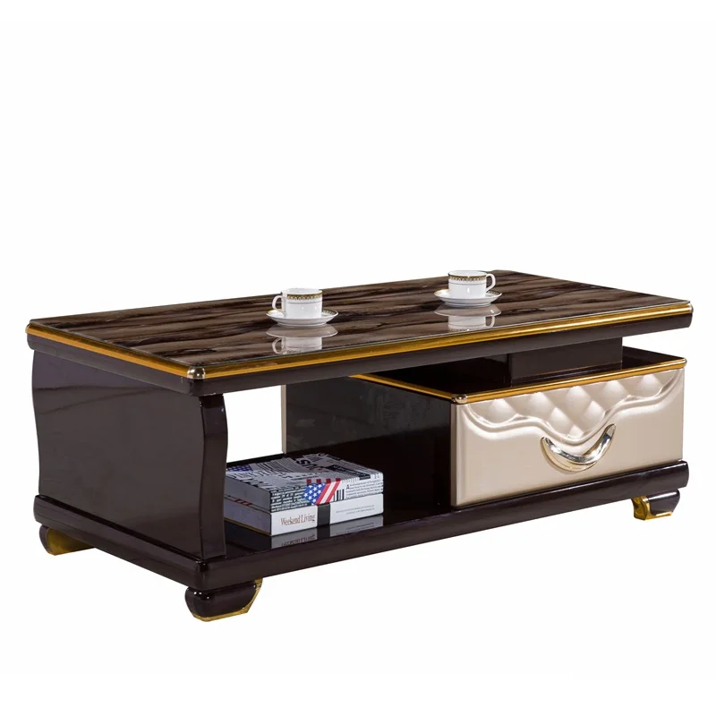 classic design square high gloss mdf modern wood tea corner with storage center mdf wooden glass coffee table
