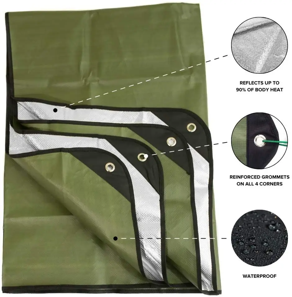 Custom packaging portable All Weather waterproof thick non woven blanket Fire Resistant Reusable Heavy Duty Survival Blanket