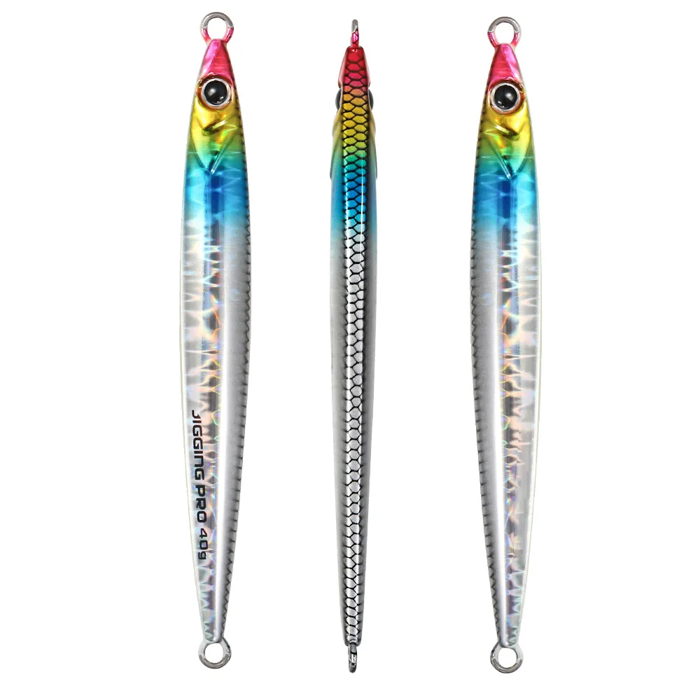 Jiggingpro Slide Stick 60g  metal jig Lead Fish lure Saltwater jigging with UV Glow Belly Mackerel Flounder fishing lure