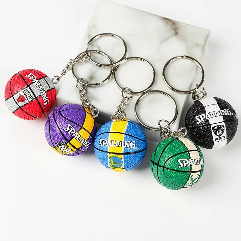 Hot Sale Basketball Team Keychain 3D Mini Super Star Kobe James Curry Harden Durant Plastic NBA Basketball Keychain