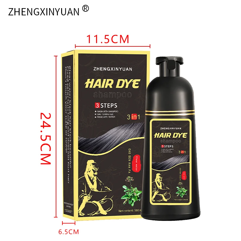 Factory price Semi permanent natural Polygonum multiflorum black hair dye shampoo Healthy dyeing of black hair