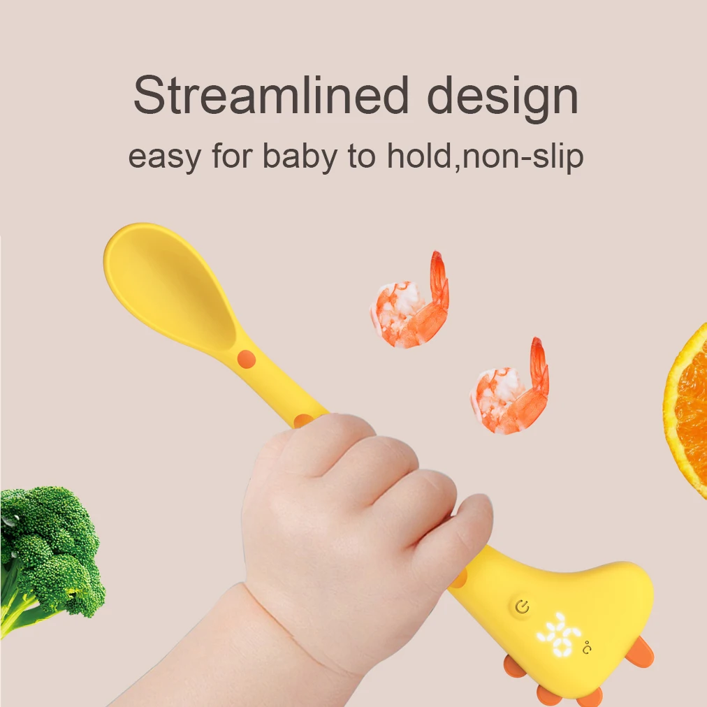 Soft Touch Temperature Reader Changing PP Baby Spoon Heat Sensitive Infant Feeding Spoon