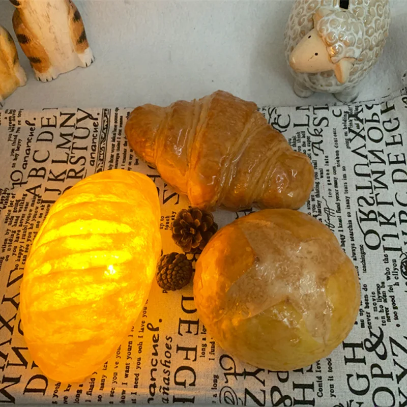 Croissant Lamp Toast Bread Light Cross Bun Ambient Light Cake Store Ornament Creative Gift LED Night Light