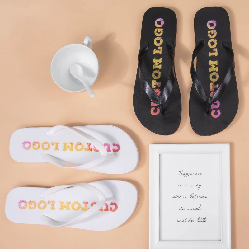 Personalized Designer Custom Printing Logo Summer Flip Flops for Men Anti Slip Unisex Comfortable Beach Flip-Flops Slippers