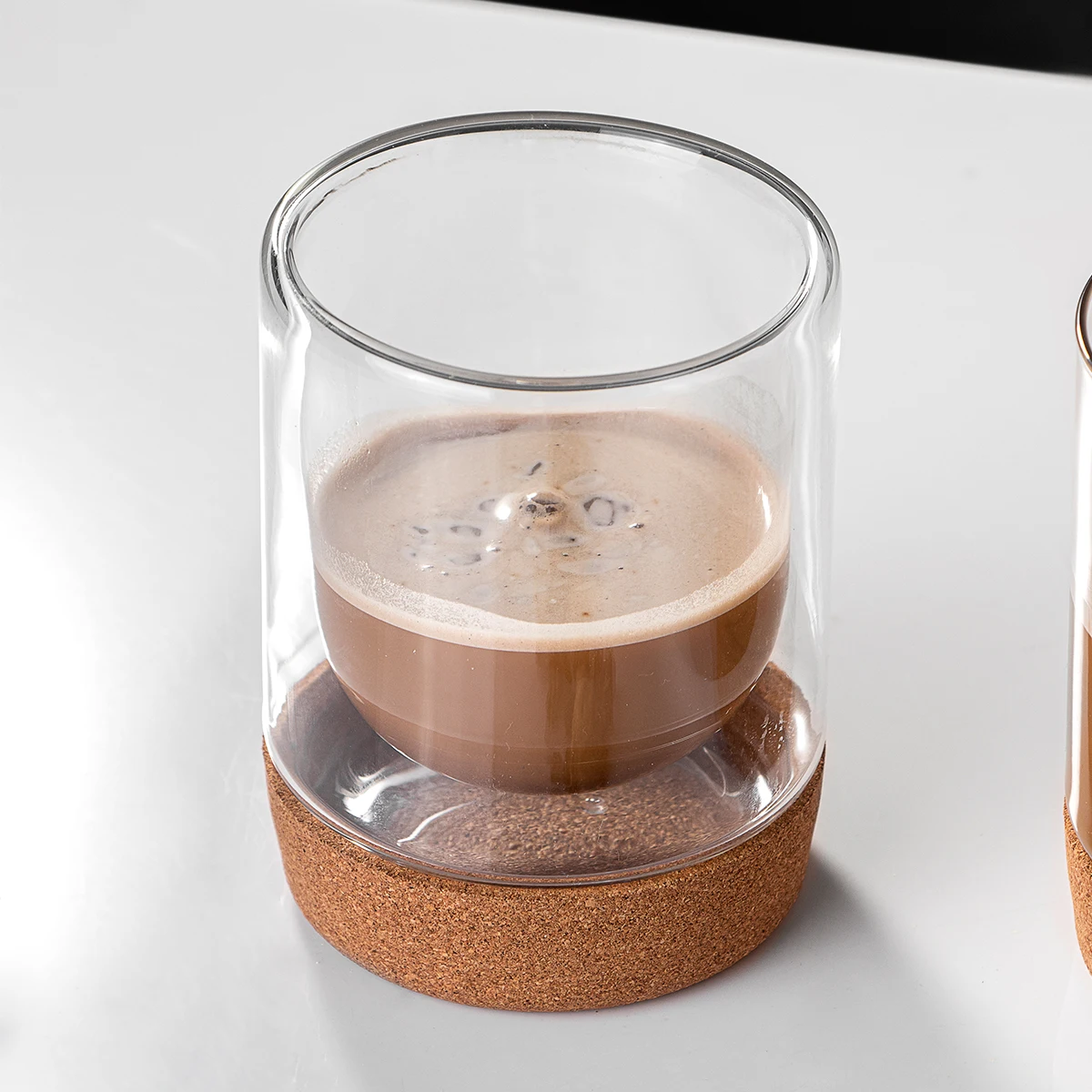 JINGHUANG Direct Manufacturer double tumbler glass with lid double wall cup milk cup insulated glass coffee cup transparent LOGO