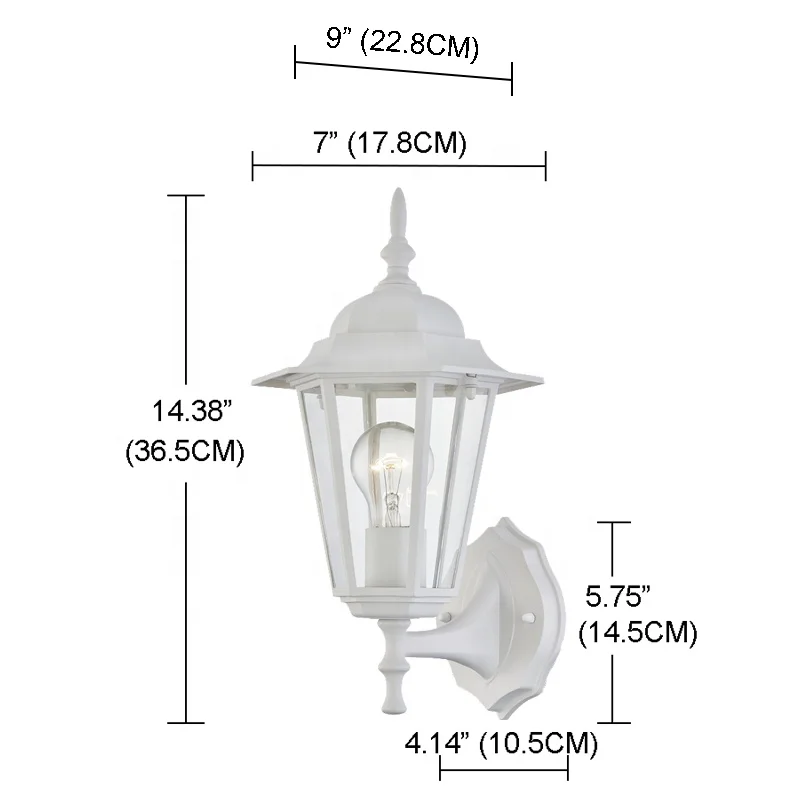 Outdoor Wall Lantern white Cast Aluminum Waterproof outdoor wall lighting Clear glass for garden wall light