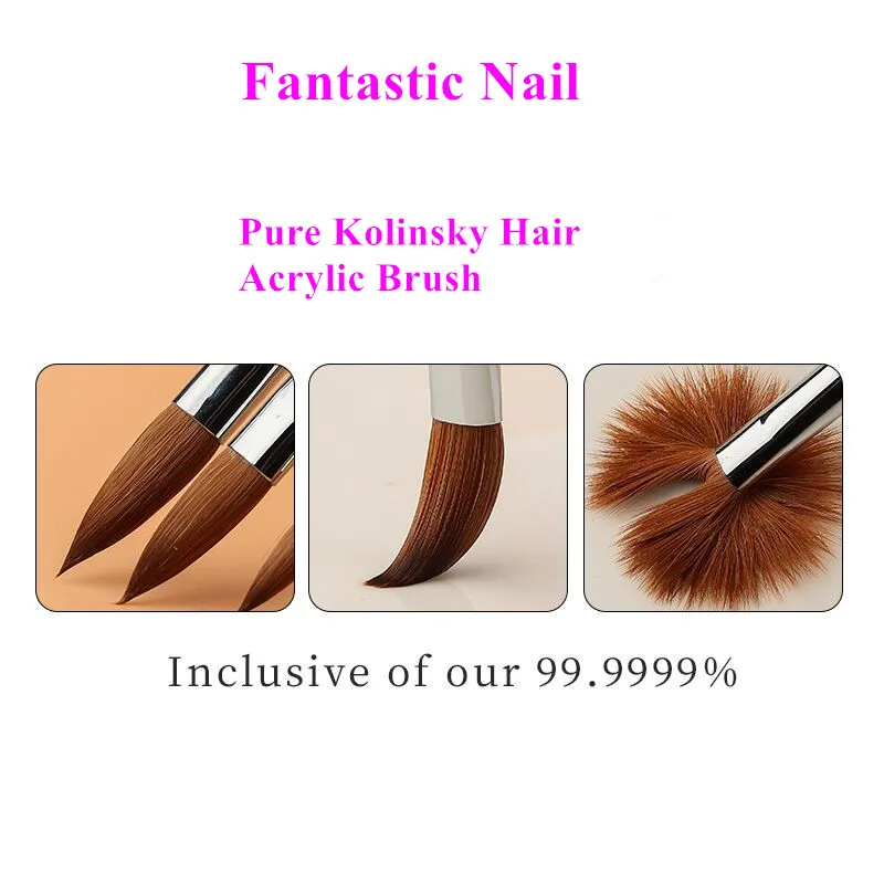 Gradients Rainbow Design Nail Brush Nail Art Painting Pen 100% Pure Kolinsky Hair Acrylic Nail Brush Set
