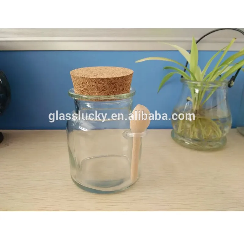 Wholesale glass jar wooden lid with spoon